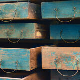 24-drawers patinated wooden workshop furniture