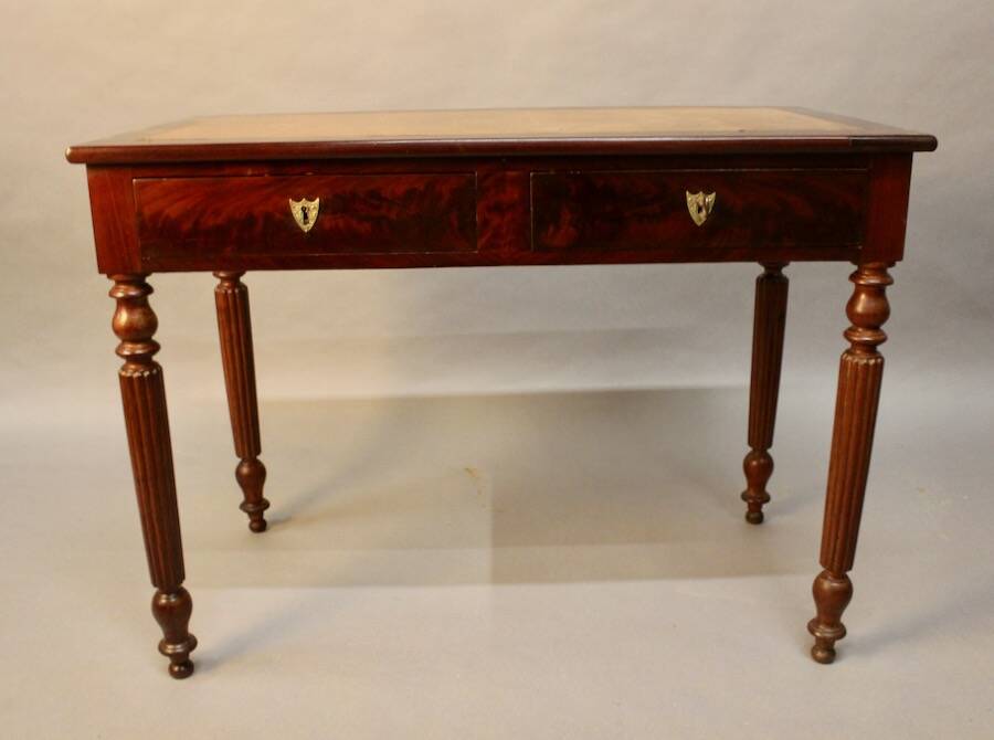 19th century mahogany desk with leather top
