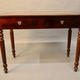 Bureau plat en acajou xixème dessus cuir