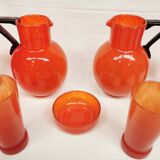 Schneider Orangeade / Lemonade Service, Le Verre Français. 2 Pitchers and 6 Glasses