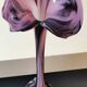 Elegant Large vase, Murano/Italy. Floral/Calla shape collar. Decorated with scrolls/lilac/plum waves. High 43 cm