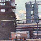 Vintage Oil Painting Industrial Landscape signed ÖRJAN WALLERT (1949)