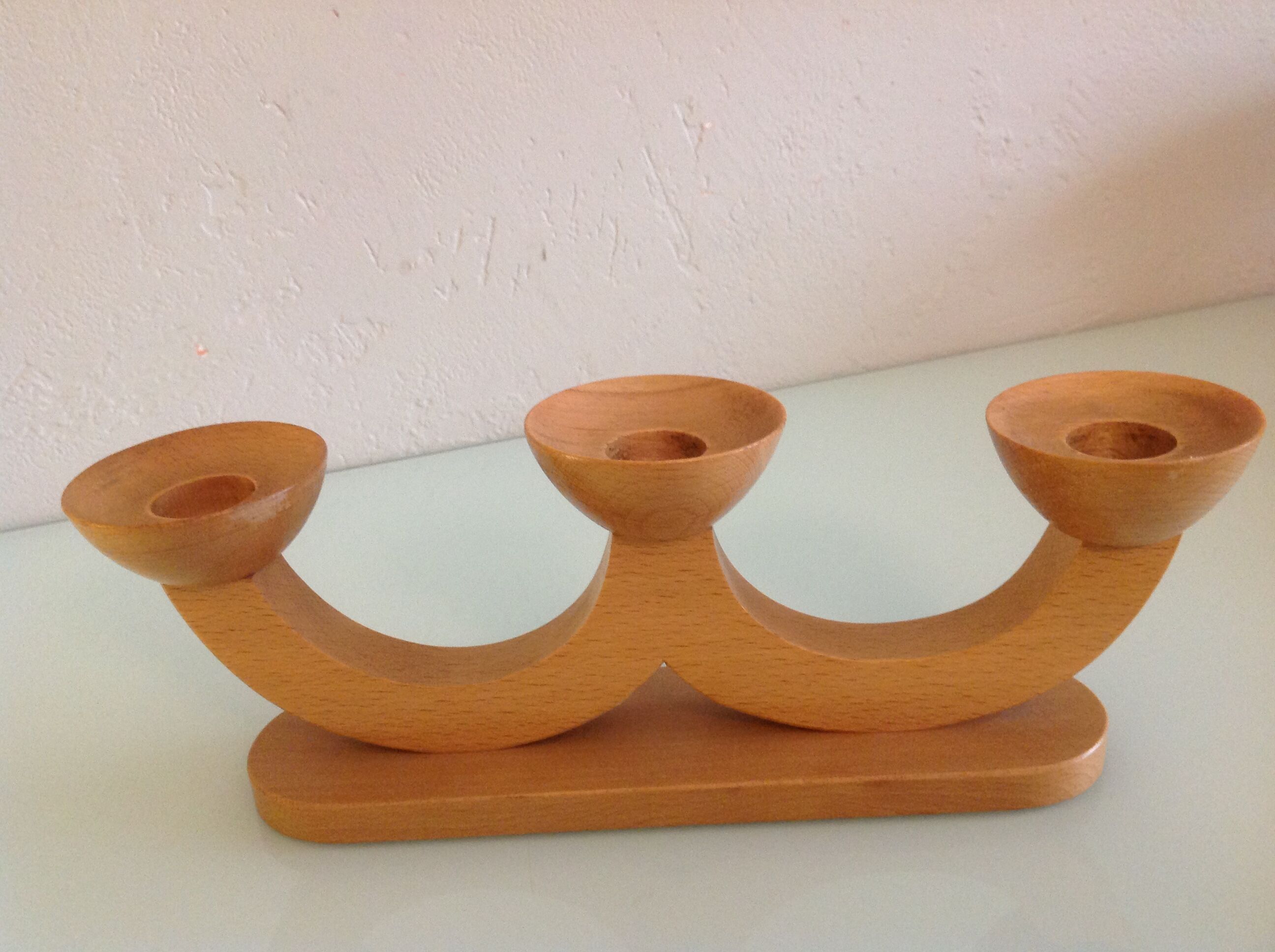 Three-tete Scandinavian/vintage 60-70 wooden chandelier