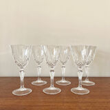6 vintage Cristal d'Arques "Masquerade" wine glasses