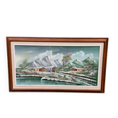 Original Italian painting Antonio Ponticelli oil on canvas landscape 140x82c