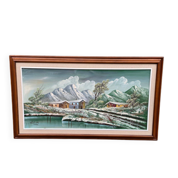 Original Italian painting Antonio Ponticelli oil on canvas landscape 140x82c