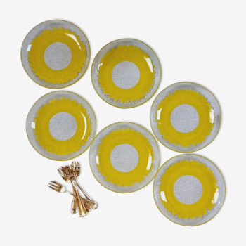 Set of 6 small plates sunflower cap
