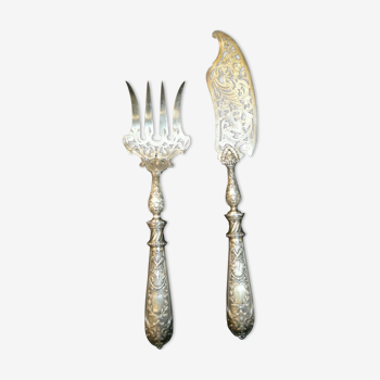 Solid silver fish cutlery pair