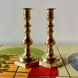 Pair of old brass candlesticks