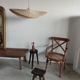 Rattan suspension or shade in the shape of a braided undulating circular tray d:80