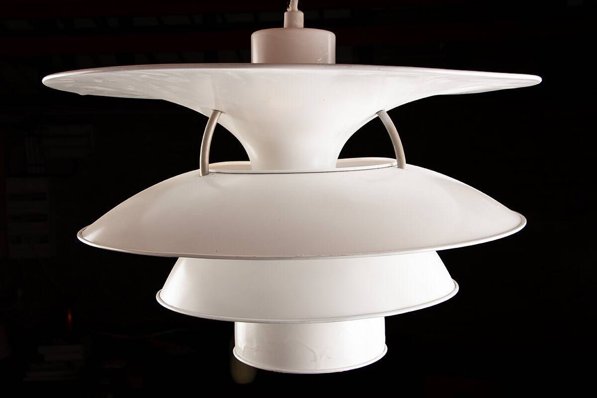 Danish brushed metal pendant light, Poulsen "Charlottenborg" model.