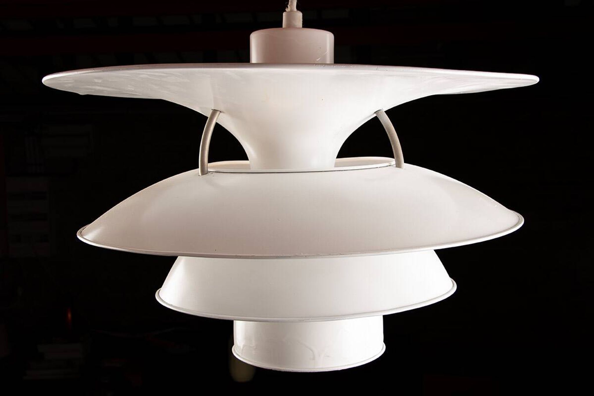 Danish brushed metal pendant light, Poulsen "Charlottenborg" model.