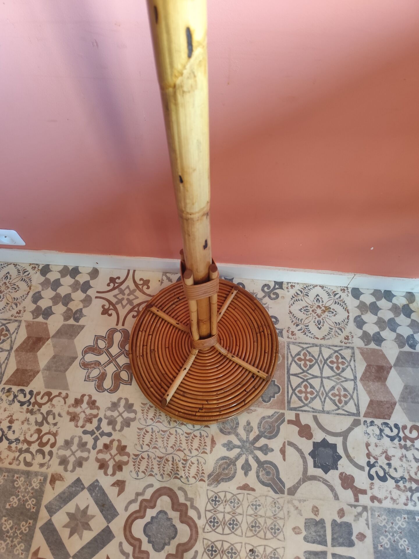 Rattan coat rack