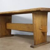 Brutalist solid wood dining table - 1950s/60s
