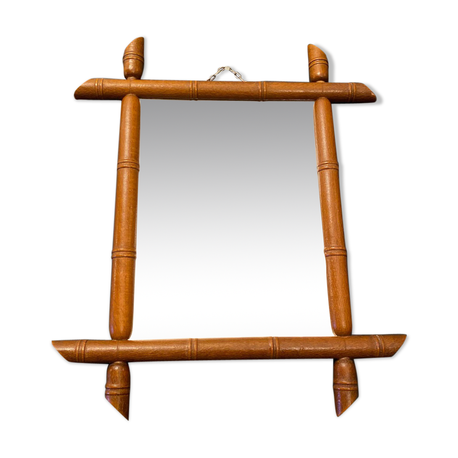 Miroir en bois sculpté pour imiter le bambou 30x36cm