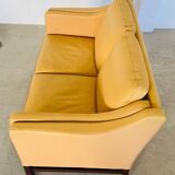 VINTAGE DANISH RETRO SKIPPER 2 PERSON SOFA IN BUTTERMILK LEATHER