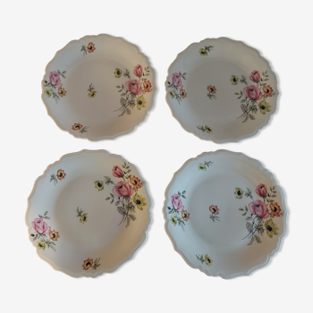 Series of four flat porcelain plates from Limoges Charbernaud and Larcher