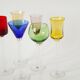 Set of 6 multicoloured liqueur glasses, designed in the 1970s.