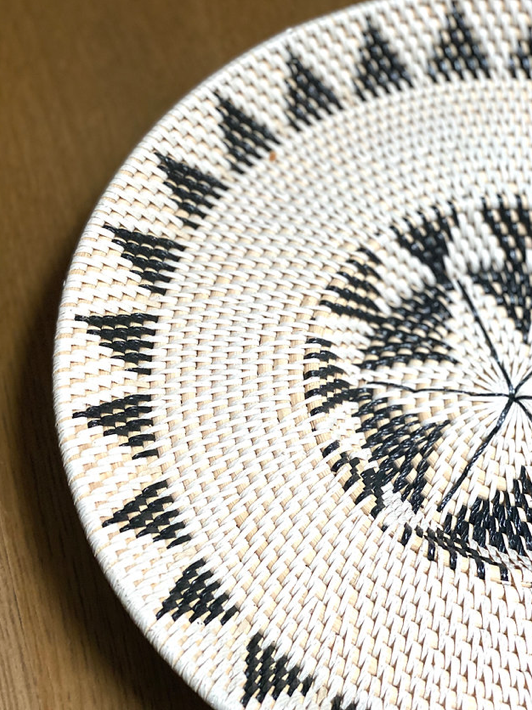 Round ethnic Balinese rattan tray