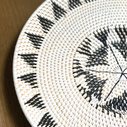 Round ethnic Balinese rattan tray