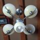 Lustre chrome metal 5 opalines jaune pale 1950