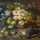Oil painting "Still Life with Flowers and Grapes" by Pol Noel (1851-1911)