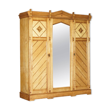 Garde-robe Victorienne en Frêne avec Commode Intégrée