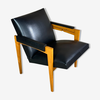 Armchair with vintage system 1950 in wood and imitation