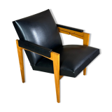 Armchair with vintage system 1950 in wood and imitation