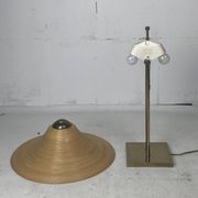 Lampe de table en laiton et rotin en roseau, Italie 1970