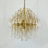 Mid-century, Italian brass and glass chandelier from 70s