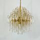 Lustre italien en laiton et verre des années 70