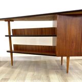 Mid-century triangular desk with drawers