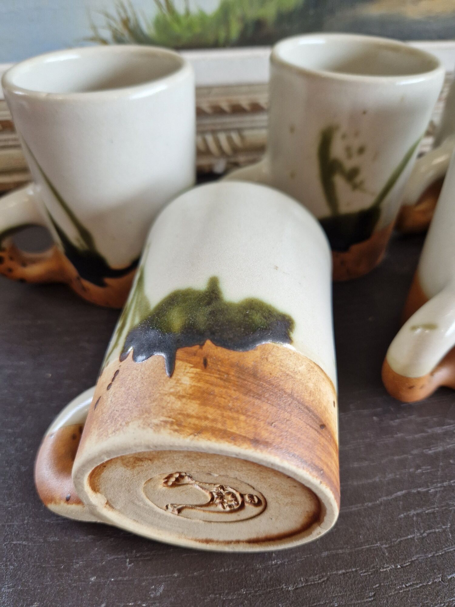 Set of 6 mugs in stoneware workshop of the dove 50s