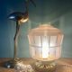 Lampe à poser globe vintage art déco en verre rose et doré