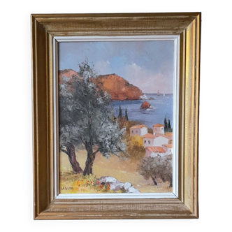 Oil on canvas view of Provence Y.Leguen