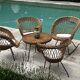 Ensemble de jardin en rotin vintage 1960