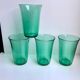 Set of 4 green water glasses 70s