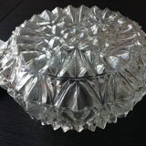 Structured glass round ceiling lamp / vintage 60s-70s
