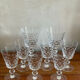 6 crystal wine glasses and 2 water glasses