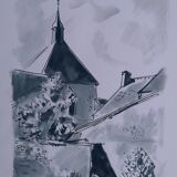 Original Indian ink drawing by Jean Villette (1913-2005)