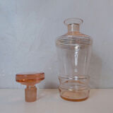 Ancienne carafe flacon en verre soufflé rose
