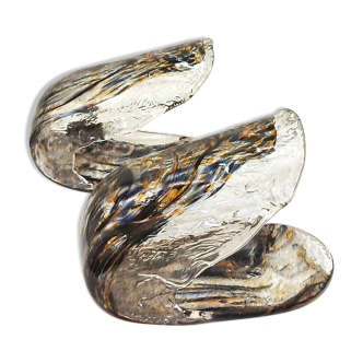 Murano glass "oyster" table lamps. Italy, 1960s.
