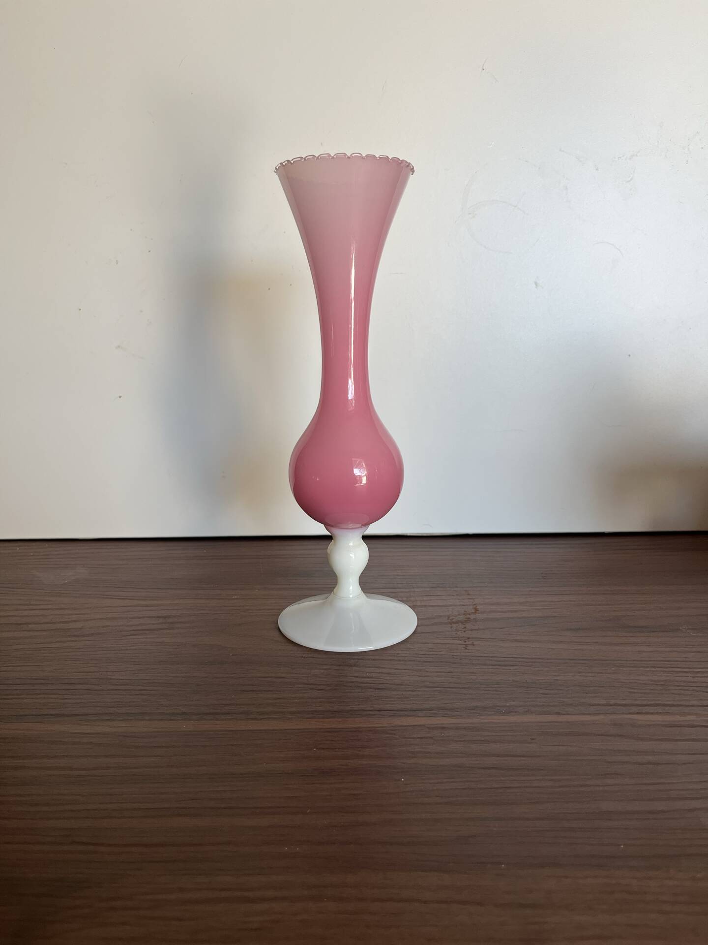 Opaline pink and white soliflore vase – Made in Italy vintage