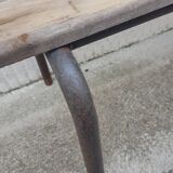 Wooden and vintage metal school bench