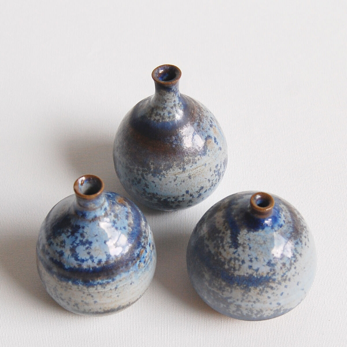 Trio de céramiques miniatures bleues Antonio Lampecco
