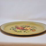 Napoleon III Painted Sheet Metal Tray Painted Metal Floral Decor Diameter 44.5