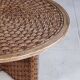 Round coffee table in braided cord and rattan, 1970.