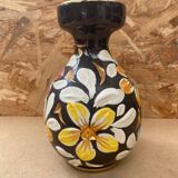 Antique glazed terracotta vase flower decor made in italy vintage