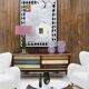 Mid Century Modern Italian Sideboard Wood and Colored Glass. 1950s